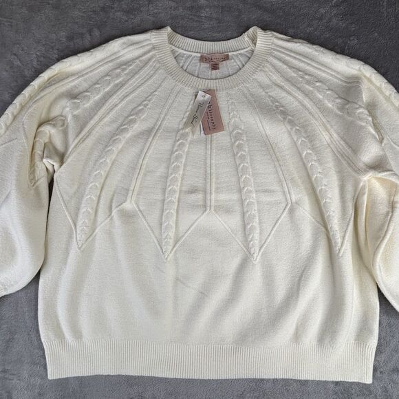 Philosophy Sweaters - Philosophy Sweater Womens 3X Ivory Chunky Knit Pullover Crew Long Sleeve New $88